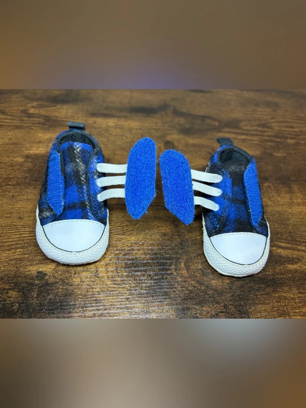 Converse Chuck Taylor All Star Infant Crib Shoes Plaid Blue Size 1 NWOB